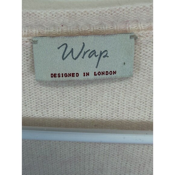 WRAP London Women’s Cardigan V-Neck 100% Cashmere Pink Sweater  Sz US 16 - Picture 11 of 12